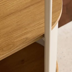 Bücherregal aus gebogenem Metall mit Holzdekor, 5 Ebenen