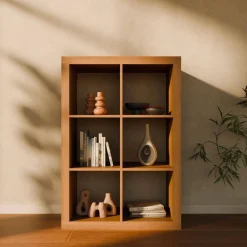Bücherregal Holzoptik 2 Ebenen 6 Stauräume