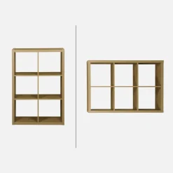 Bücherregal Holzoptik 2 Ebenen 6 Stauräume