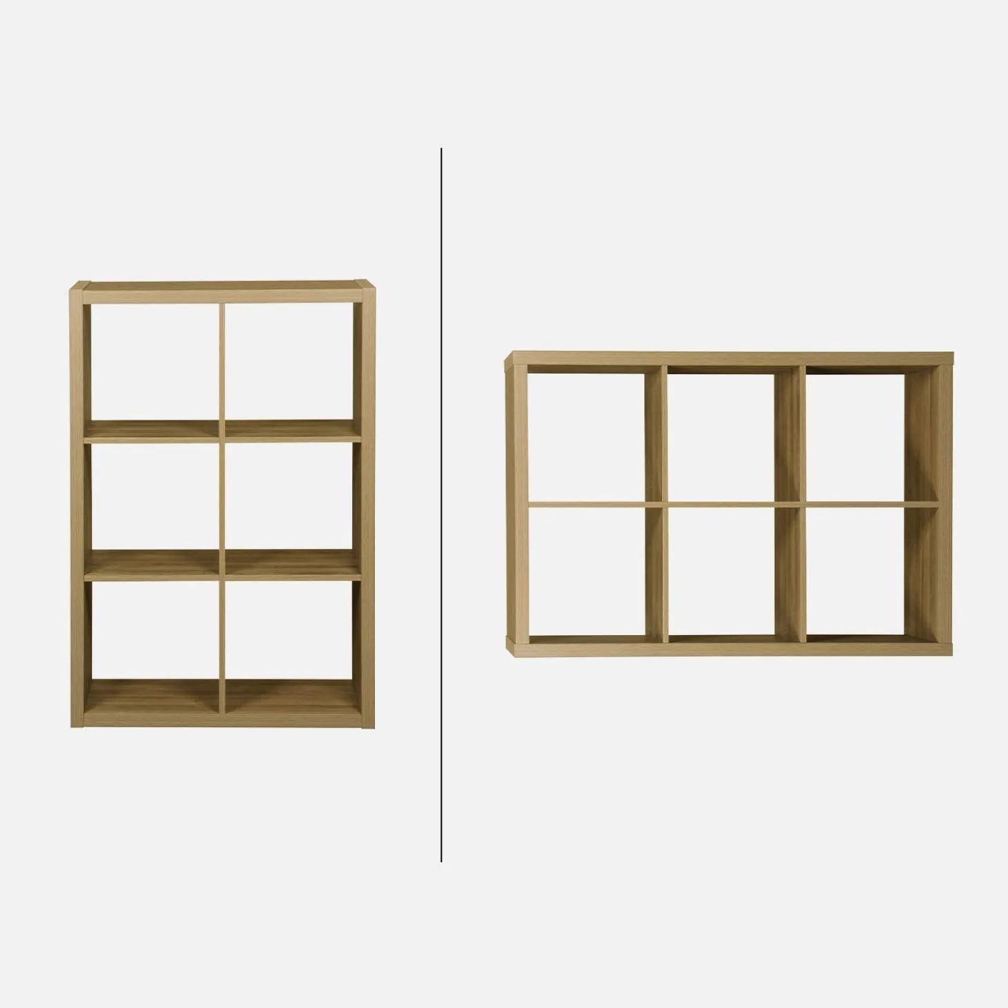 Bücherregal Holzoptik 2 Ebenen 6 Stauräume