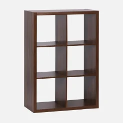 Bücherregal Holzoptik 2 Ebenen 6 Stauräume