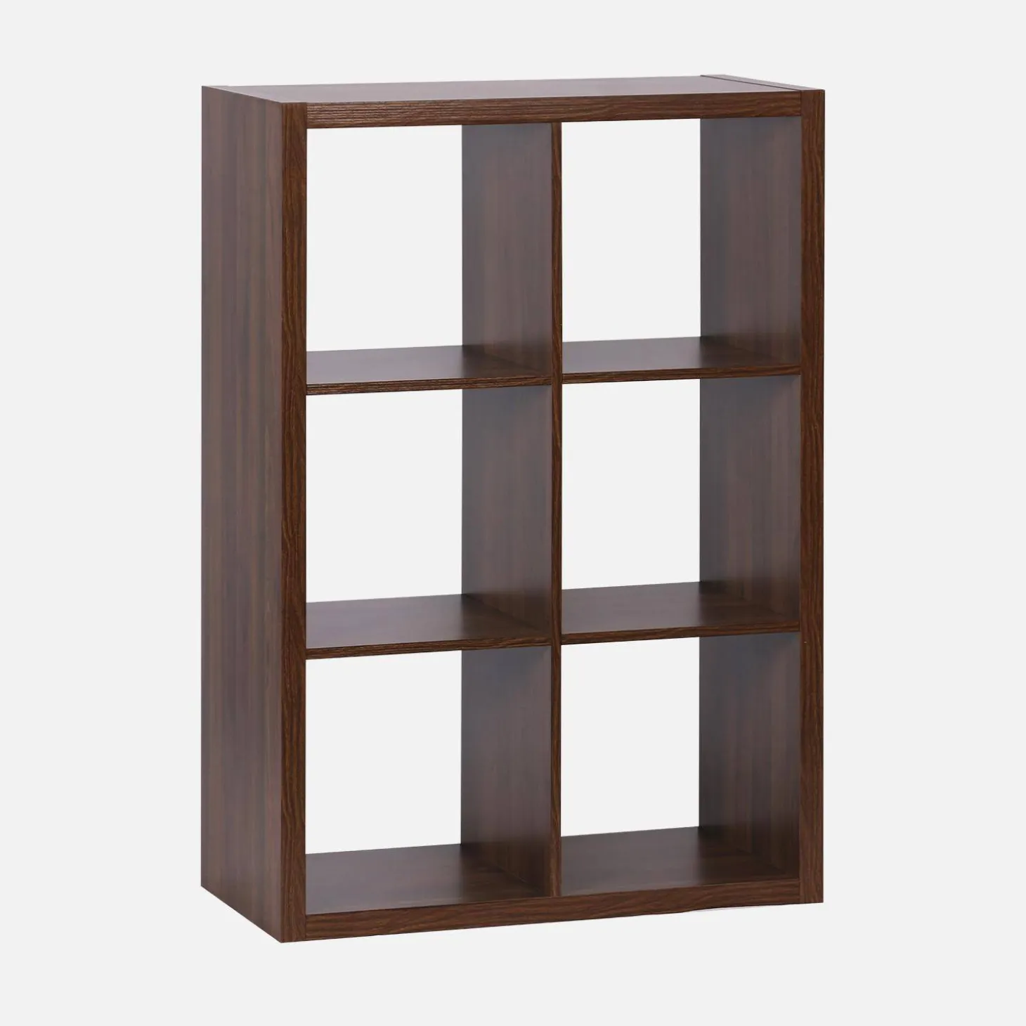 Bücherregal Holzoptik 2 Ebenen 6 Stauräume