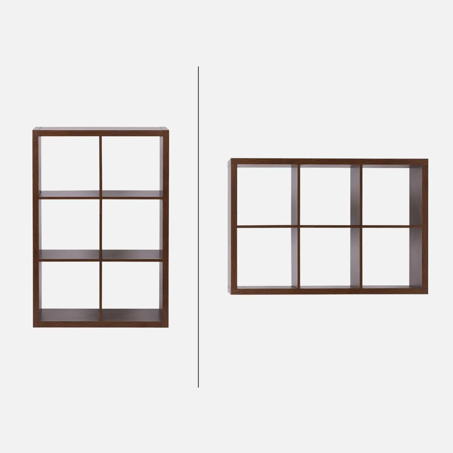 Bücherregal Holzoptik 2 Ebenen 6 Stauräume