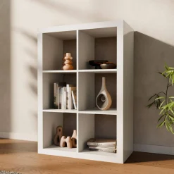 Bücherregal Holzoptik 2 Ebenen 6 Stauräume