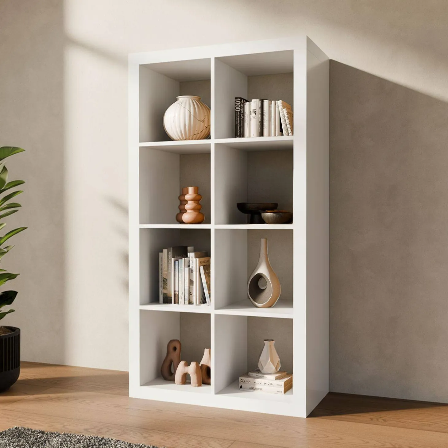 Bücherregal Holzoptik 4 Ebenen 8 Stauräume