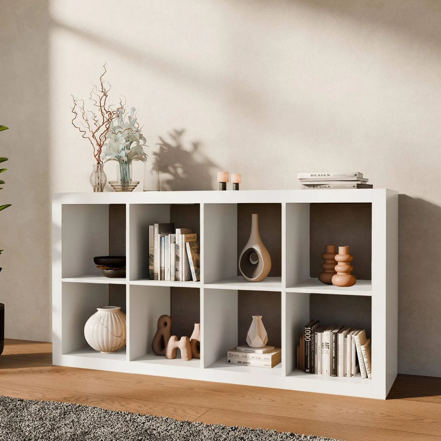 Bücherregal Holzoptik 4 Ebenen 8 Stauräume