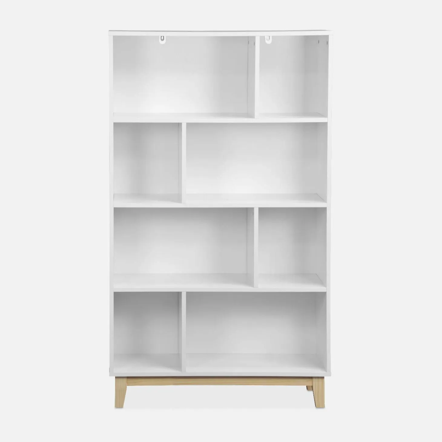 Bücherregal in Holzoptik mit Holzbeinen 4 Regale und 8 Fächer