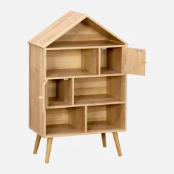 Bücherregal Rattan, 7 Fächer und 2 Türen