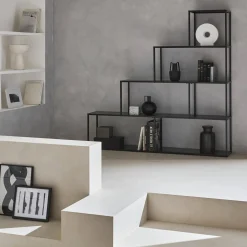 Bücherregal Treppe aus Metall schwarz 4 Ebenen