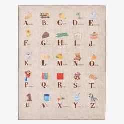 Beiger Kinder-Innenteppich mit französischem Alphabet-Druck