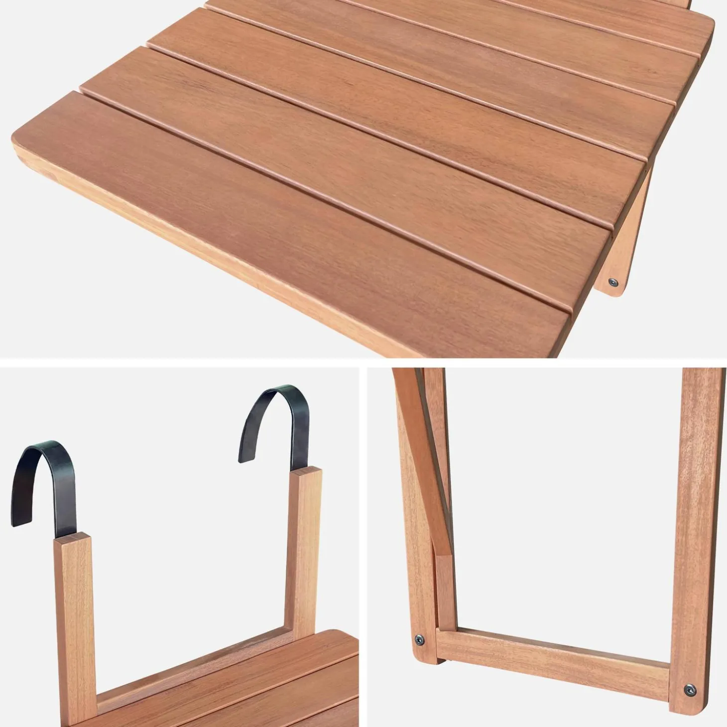 Beistelltisch aus Holz für den Balkon, quadratisch, klappbar