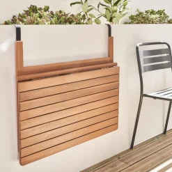 Beistelltisch aus Holz für den Balkon, rechteckig, klappbar