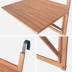 Beistelltisch aus Holz für den Balkon, rechteckig, klappbar