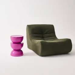 Beistelltisch, Beistelltisch, Nachttisch aus Metall mit Glanzeffekt Ø32 x H 46,5 cm