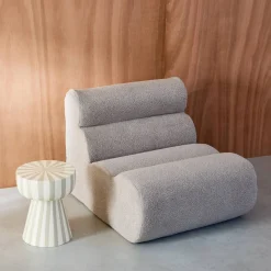 Beistelltisch, Nachttisch, emaillierter Stahl zweifarbige Streifen Ø 34 x H 41 cm