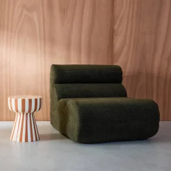 Beistelltisch, Nachttisch, emaillierter Stahl zweifarbige Streifen Ø 34 x H 41 cm