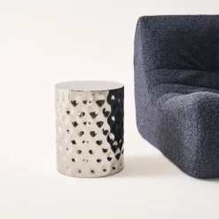Beistelltisch, Sofaende, Nachttisch aus emailliertem Chromstahl Ø 33 x H 41 cm