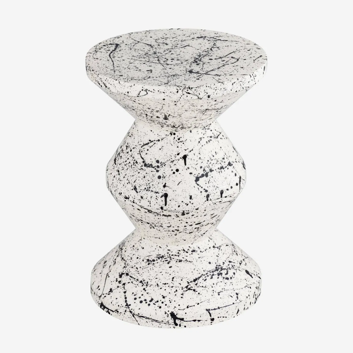 Beistelltisch, Sofaende, Nachttisch aus emailliertem Stahl, gesprenkeltes Muster Ø 33 x H 47 cm