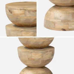 Beistelltisch, Sofaende, Nachttisch aus Mangoholz, Ø 30 x H 45 cm