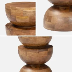 Beistelltisch, Sofaende, Nachttisch aus Mangoholz, Ø 30 x H 45 cm