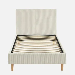 Bett mit Lattenrost und Kopfteil, 90x190cm breit gerippter Cord