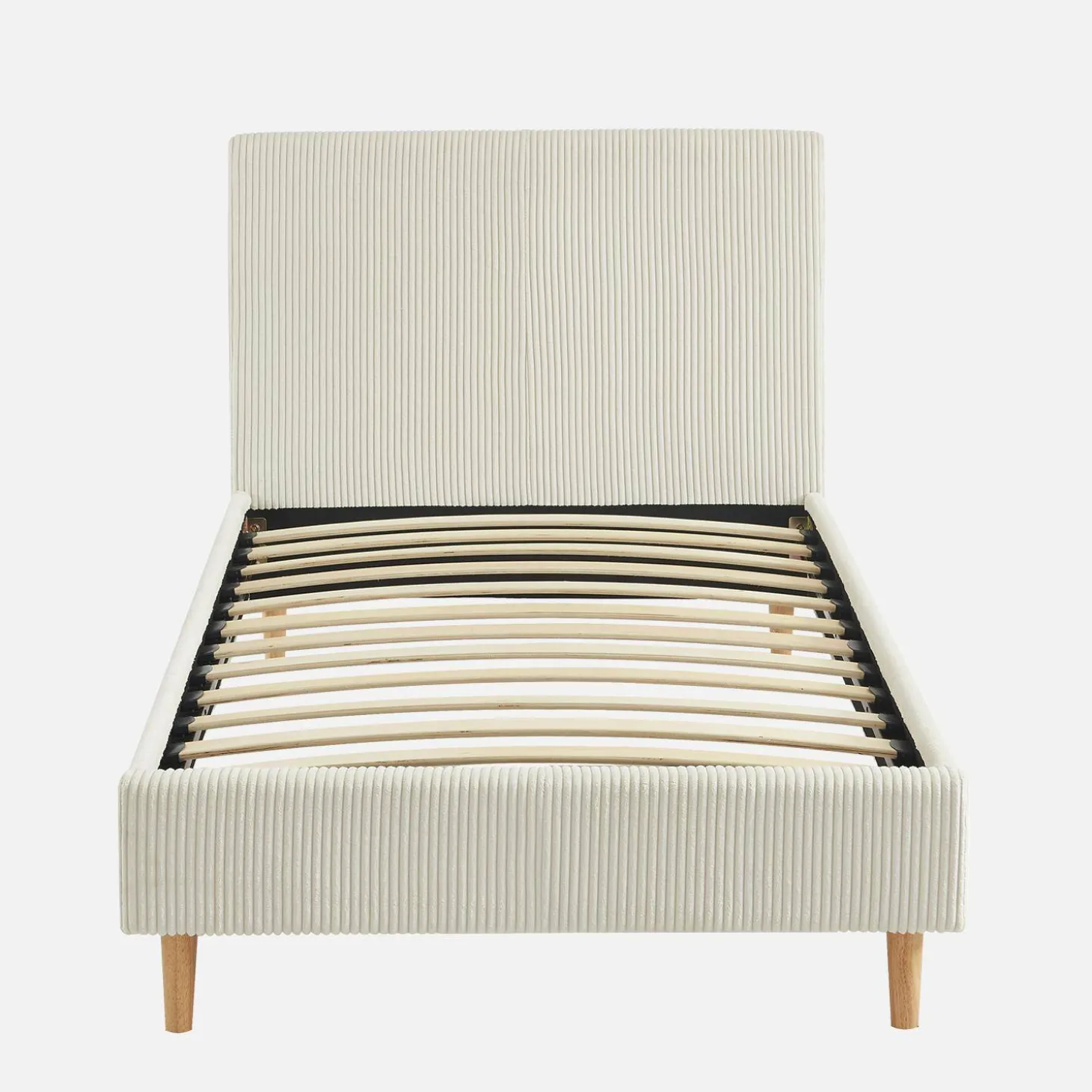 Bett mit Lattenrost und Kopfteil, 90x190cm breit gerippter Cord