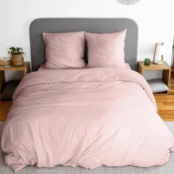 Bettwäche-Set rosa aus vorgewaschener Mikrofaser für ein Doppelbett