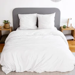 Bettwäche-Set weiß aus vorgewaschener Mikrofaser für ein Doppelbett