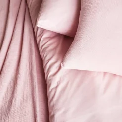 Bettwäsche aus rosa Baumwoll-Gaze