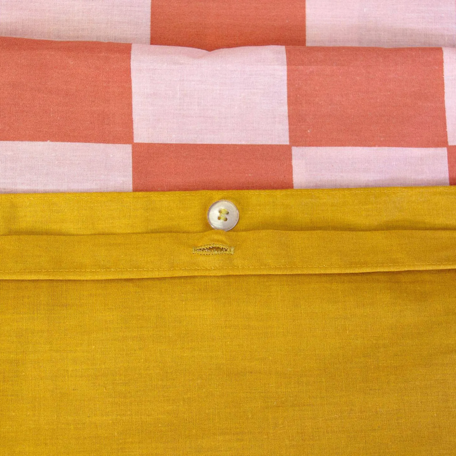 Bettwäsche-Set aus Baumwolle mit Schachbrettmuster für zwei Personen rot und orange