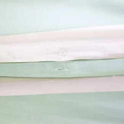 Bettwäsche-Set aus Baumwolle mit Streifenmuster für zwei Personen weiß und grün