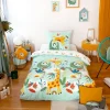 Bettwäsche-Set aus Baumwolle, wendbar, mit Motiv Savanne/ Regenbogen, 1 Person 140 x 200 cm