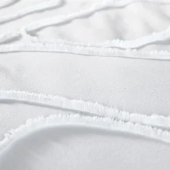 Bettwäsche-Set aus gewaschenem Baumwollstoff mit getufteten, abgerundeten Mustern 2 Plätze weiß