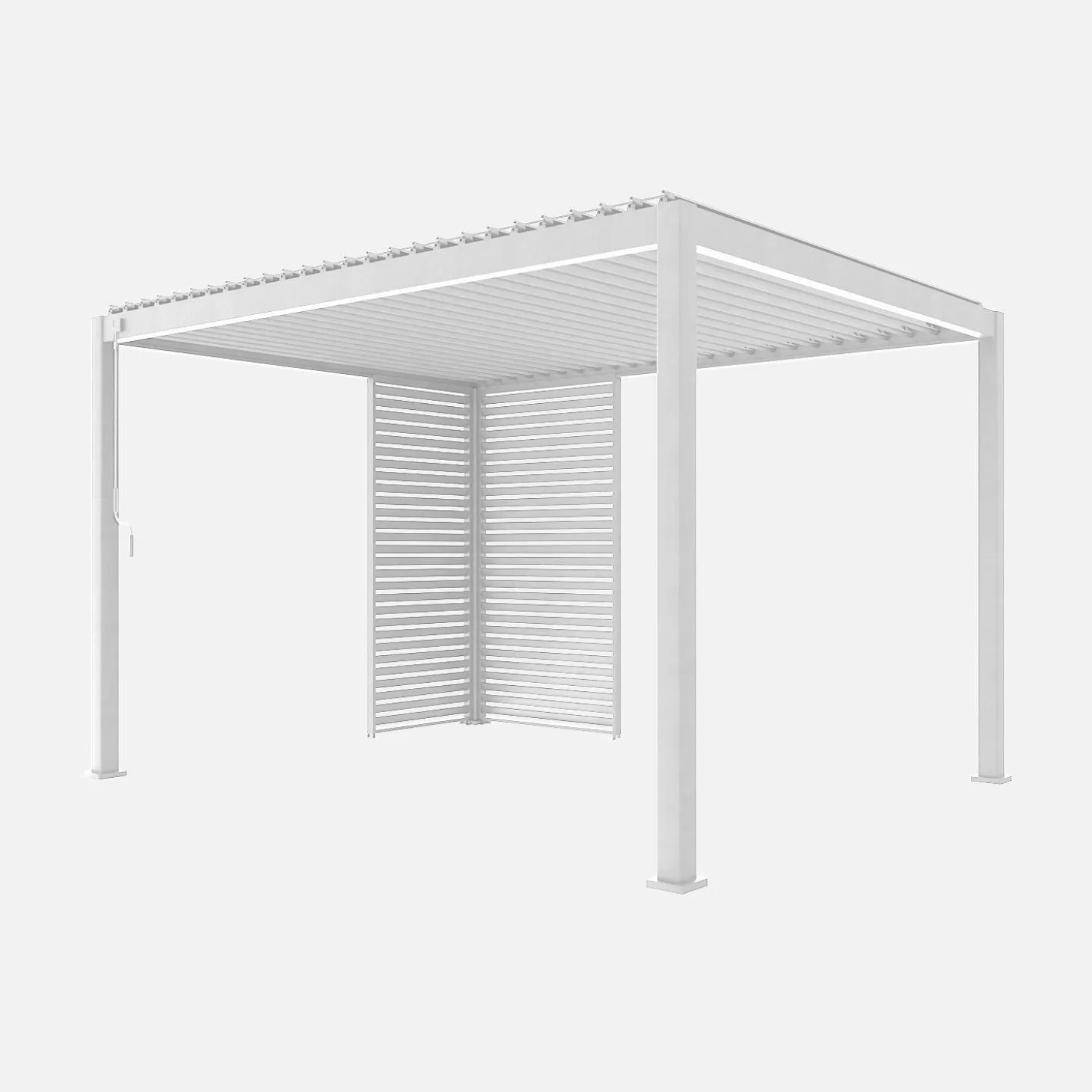 Bioklimatische Pergola Aluminium 3x4m + 1 Lamellenwand 100 cm + 1 Lamellenwand 130 cm Triomphe