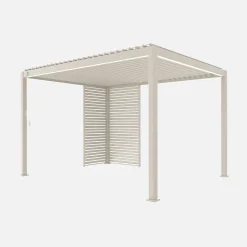 Bioklimatische Pergola Aluminium 3x4m + 1 Lamellenwand 100 cm + 1 Lamellenwand 130 cm Triomphe