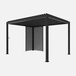 Bioklimatische Pergola Aluminium 3x4m + 1 Lamellenwand 100 cm + 1 Lamellenwand 130 cm Triomphe
