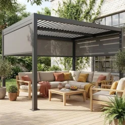 Bioklimatische Pergola Palace 3x4m + 2 Markisen 3m + 1 Markise 4m