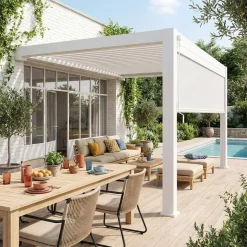 Bioklimatische Wand Pergola Triomphe 4x3m + 1 Markise 4m
