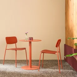 Bistro-Gartentisch rund aus Stahl + 2 Stühle