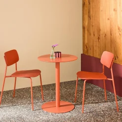 Bistro-Gartentisch rund aus Stahl + 2 Stühle