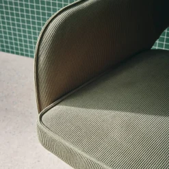 Bürostuhl mit Rollen, Cord, verchromtes Gestell