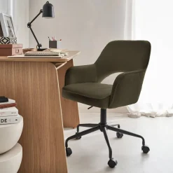Bürostuhl mit Rollen und Bouclé-Bezug