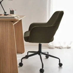 Bürostuhl mit Rollen und Bouclé-Bezug