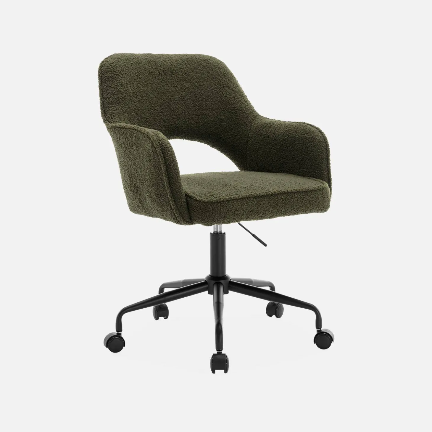 Bürostuhl mit Rollen und Bouclé-Bezug