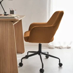 Bürostuhl mit Rollen und Bouclé-Bezug