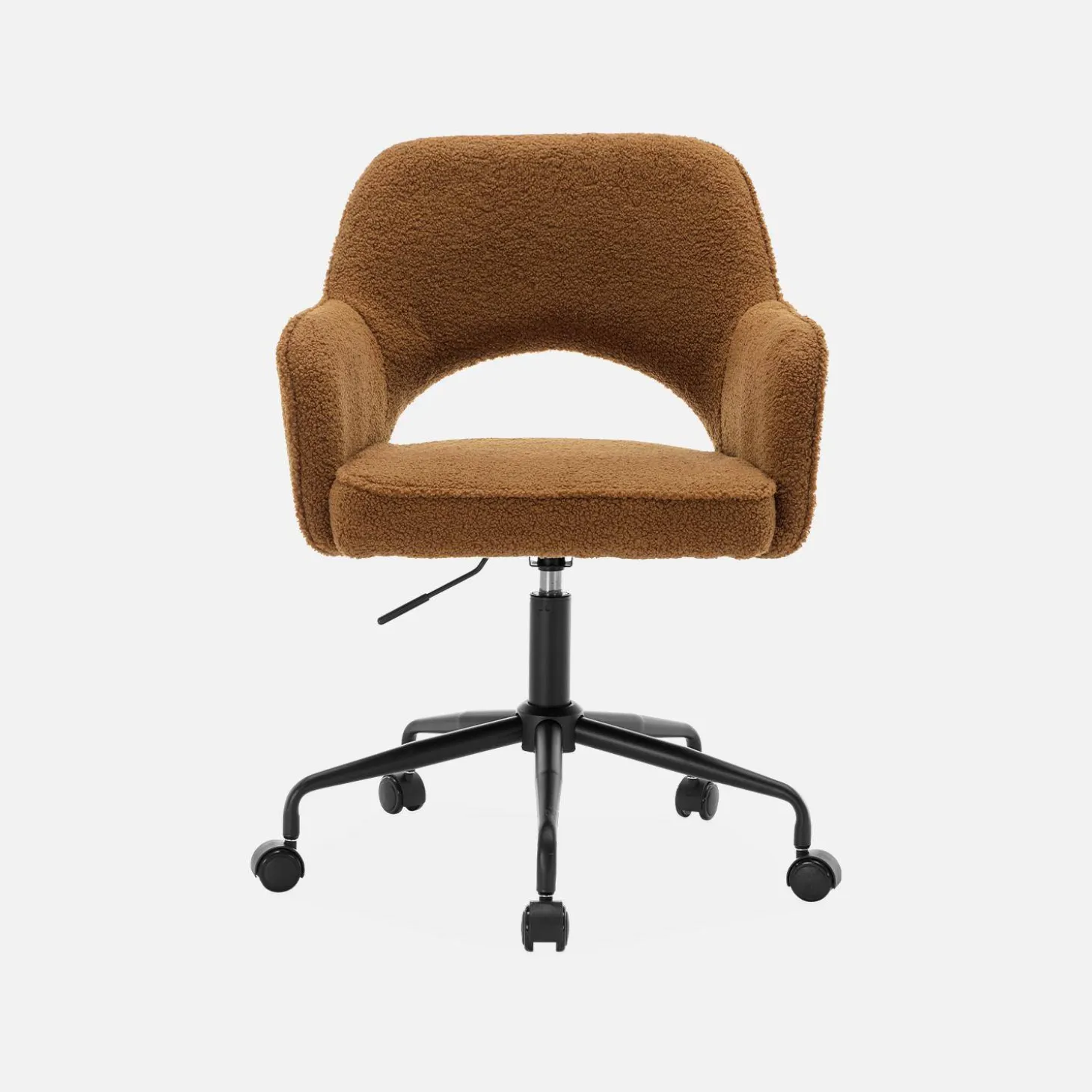 Bürostuhl mit Rollen und Bouclé-Bezug
