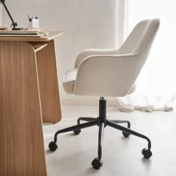 Bürostuhl mit Rollen und Bouclé-Bezug