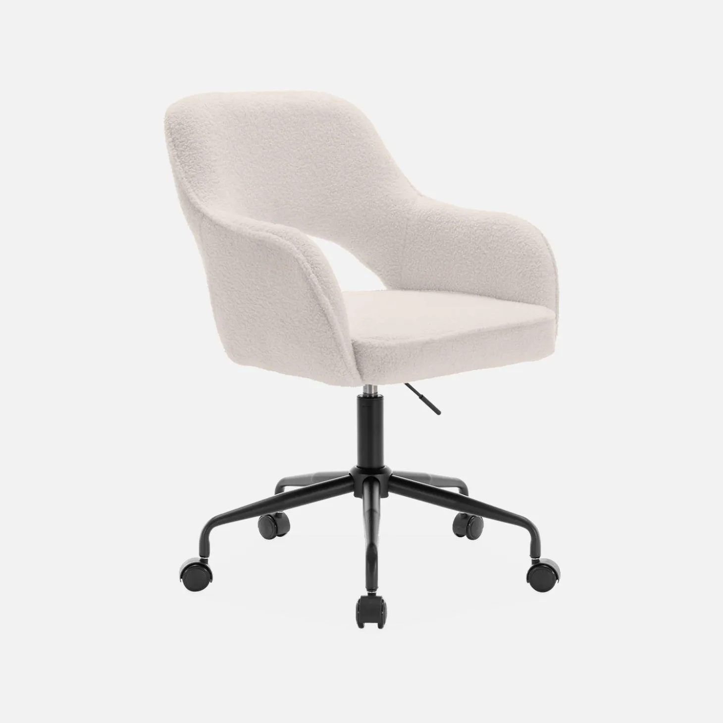 Bürostuhl mit Rollen und Bouclé-Bezug