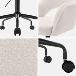 Bürostuhl mit Rollen und Bouclé-Bezug