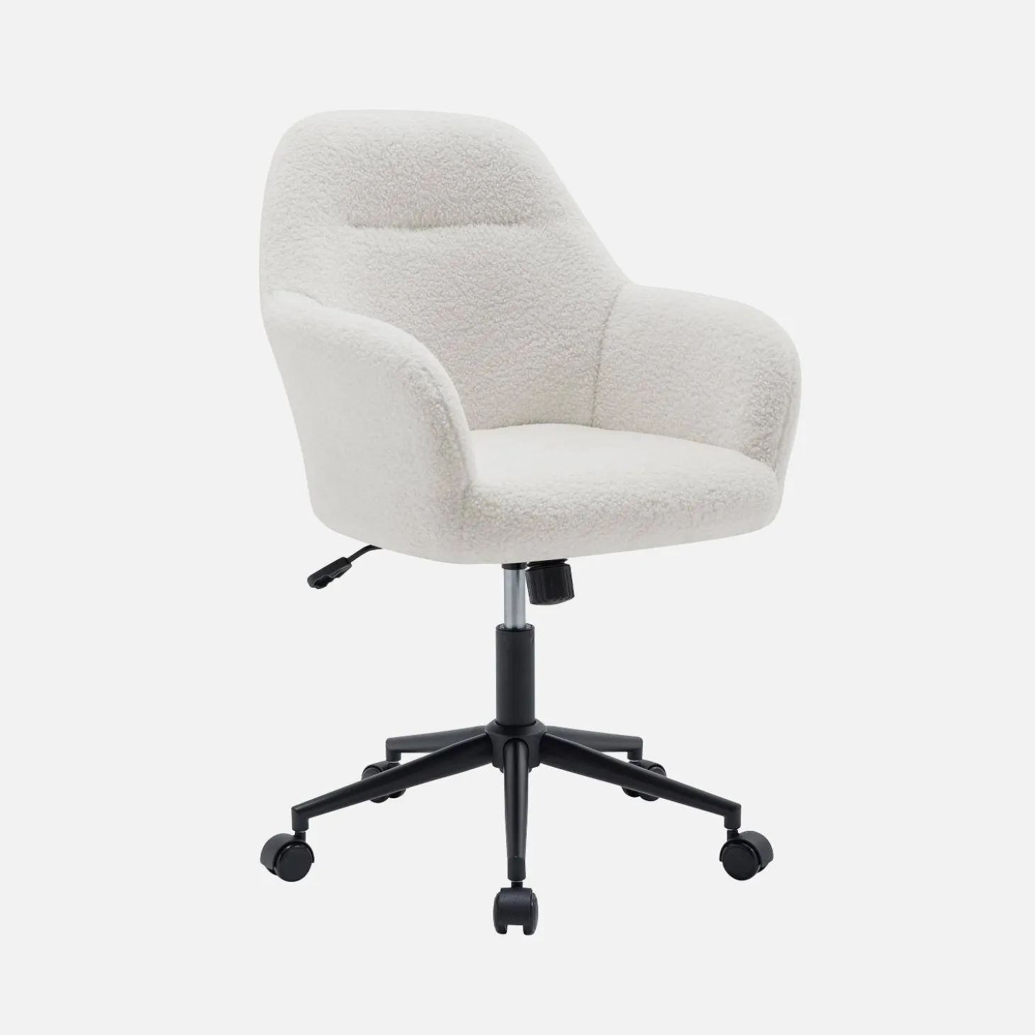 Bürostuhl mit Rollen und Bouclé-Bezug, höhenverstellbar